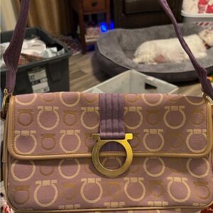 Salvatore Ferragamo Designer Purple and Gold Women's Bag